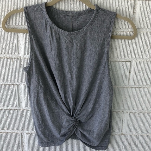 Tops - Lululemon cropped heather grey tank top